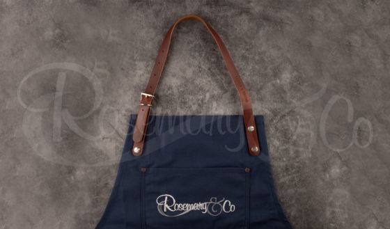 ROSEMARY & CO APRON WITH LEATHER STRAPS